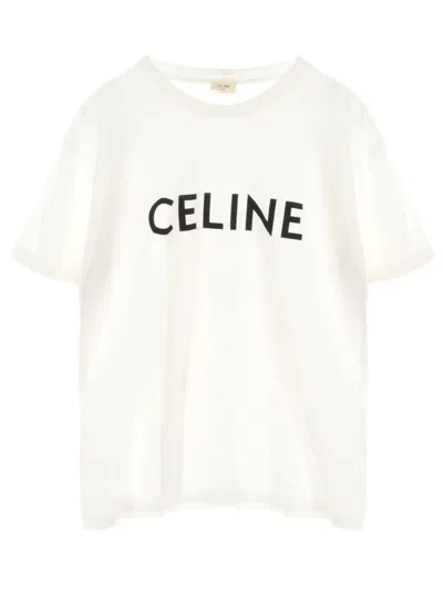 Pre-owned Celine 10's Logo-print T-shirt In White
