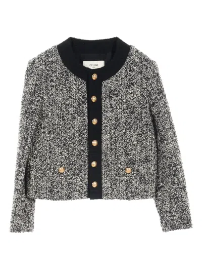 Pre-owned Celine 10's Tweed Jacket In Black