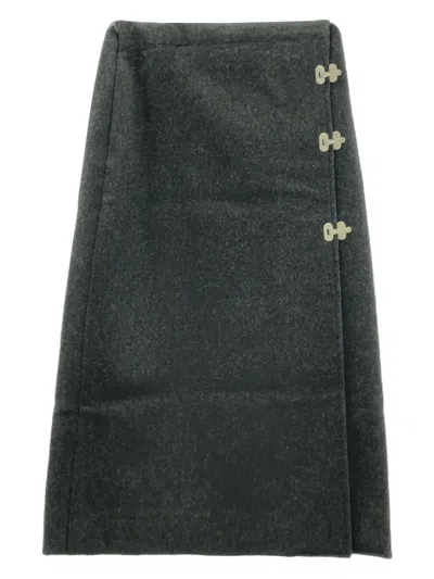 Pre-owned Celine 10's Wool Midi Skirt In Grey