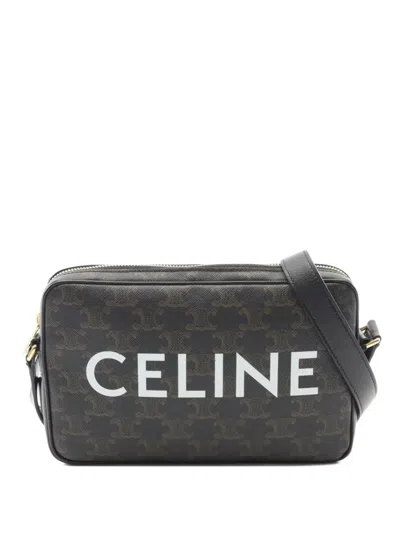 Pre-owned Celine 10s Triomphe Medium Cross-body Bag In Black