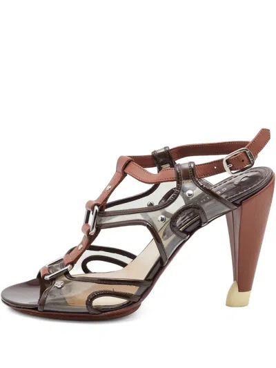 Pre-owned Celine 110mm Transparent-panel Heeled Sandals