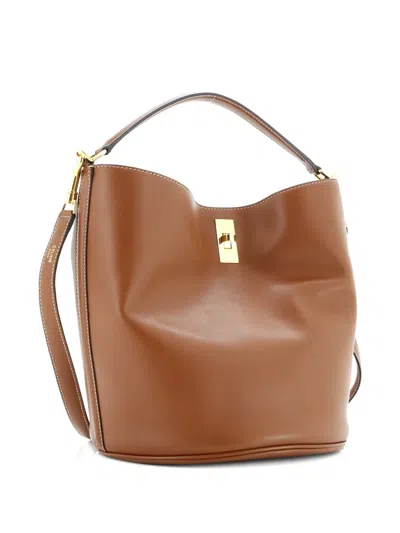 Pre-owned Celine 16 Bag Leather Bucket Bag In Brown