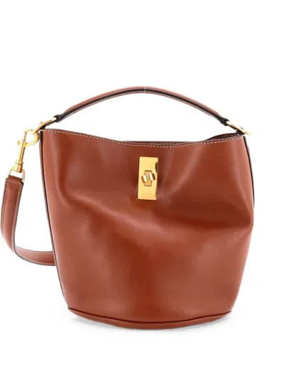 Pre-owned Celine 16 Bag Leather Teen Bucket Bag In 褐色