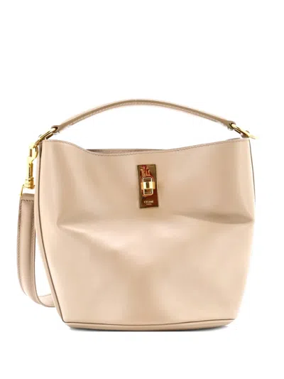 Pre-owned Celine 16 Bag Leather Teen Bucket Bag In Neutral