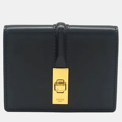 Pre-owned Celine 16 Flap Card Holder In Black