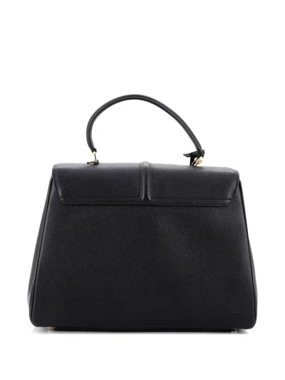 Pre-owned Celine 16 Top Handle Bag Grained Calfskin Medium Shoulder Bag In Black