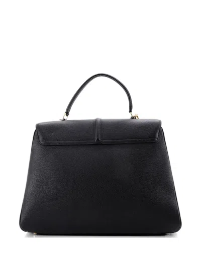 Pre-owned Celine 16 Top Handle Bag Grained Calfskin Medium Shoulder Bag In Black