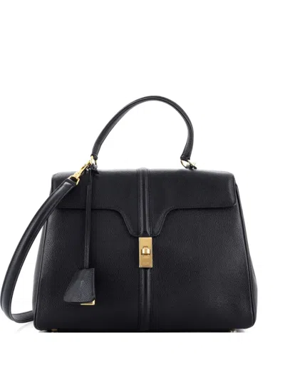 Pre-owned Celine 16 Top Handle Bag Grained Calfskin Medium Shoulder Bag In Black