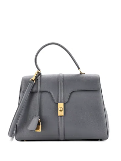 Pre-owned Celine 16 Top Handle Bag Grained Calfskin Medium Shoulder Bag In Gray
