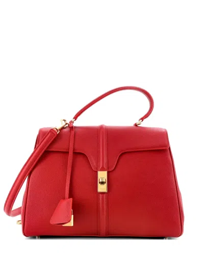 Pre-owned Celine 16 Top Handle Bag Grained Calfskin Medium Shoulder Bag In Red