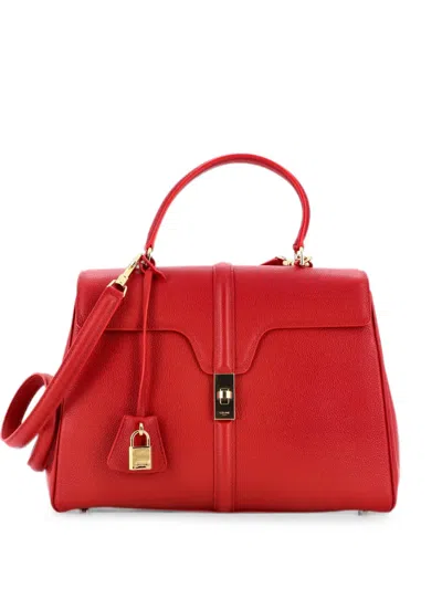 Pre-owned Celine 16 Top Handle Bag Grained Calfskin Medium Shoulder Bag In Red