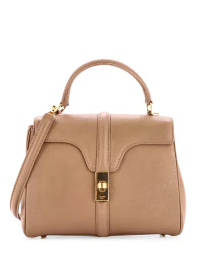Pre-owned Celine 16 Top Handle Bag Grained Calfskin Small Satchel In Brown