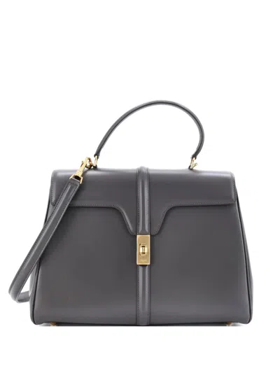 Pre-owned Celine 16 Top Handle Bag Smooth Calfskin Medium Satchel In Gray