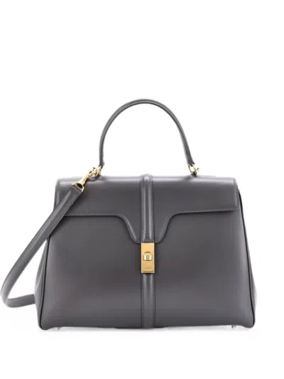 Pre-owned Celine 16 Top Handle Bag Smooth Calfskin Medium Satchel In Gray