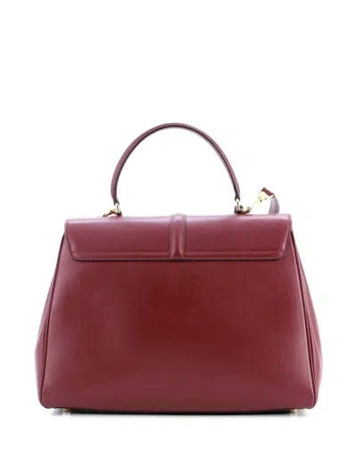 Pre-owned Celine 16 Top Handle Bag Smooth Calfskin Medium Satchel In Red