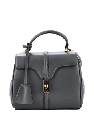 Pre-owned Celine 16 Top Handle Bag Smooth Calfskin Mini Satchel In Gray