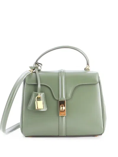 Pre-owned Celine 16 Top Handle Bag Smooth Calfskin Mini Satchel In Green