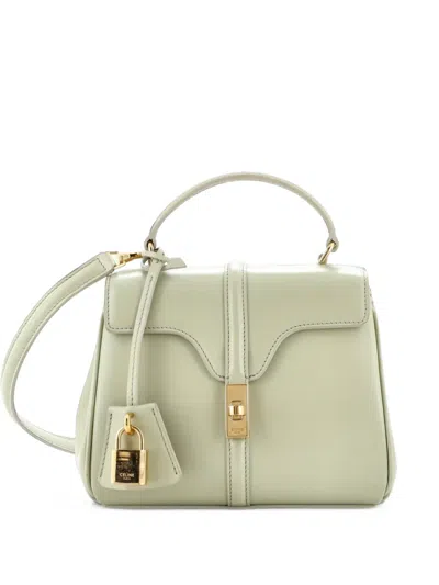 Pre-owned Celine 16 Top Handle Bag Smooth Calfskin Mini Satchel In Green