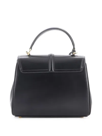 Pre-owned Celine 16 Top Handle Bag Smooth Calfskin Small Satchel In Black
