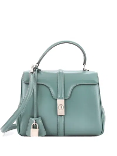 Pre-owned Celine 16 Top Handle Bag Smooth Calfskin Small Satchel In Green