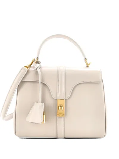 Pre-owned Celine 16 Top Handle Bag Smooth Calfskin Small Satchel In Neutral