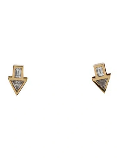 Pre-owned Celine 18k Diamond Arrow Stud Earrings In Multi