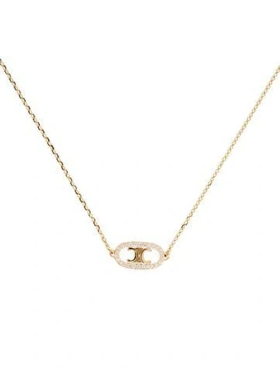 Pre-owned Celine 18k Diamond Maillon Triomphe Pendant Necklace, 15.75" In Multi