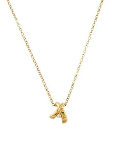 Pre-owned Celine 18k Diamond 'x' Pendant Necklace, 17.75" In Multicolor