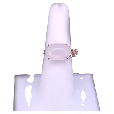 Pre-owned Celine 18k Rose Gold Cocktail Ring With Moonstone & Diamonds In Red