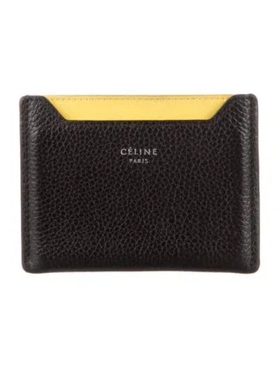 Pre-owned Celine 1900 Leather Card Holder In Black