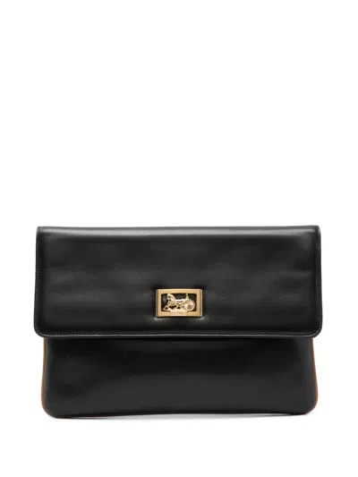 Pre-owned Celine 1970s Calèche Clutch Bag In Black
