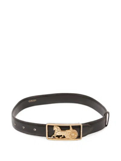 Pre-owned Celine 1970s Caleche Leather Belt In Brown