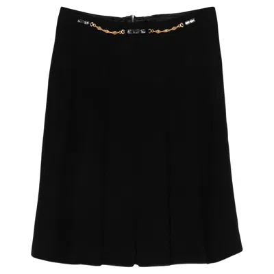 Pre-owned Celine 1970s  Black Fluid Chain Pleated Skirt