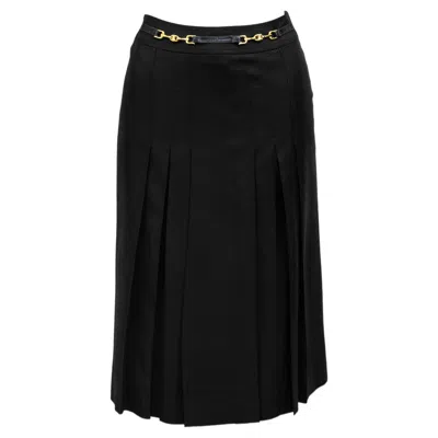 Pre-owned Celine 1970s  Black Pleated Skirt