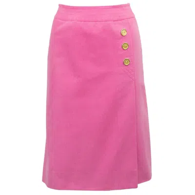Pre-owned Celine 1970s  Pink Cotton Denim Wrap Skirt