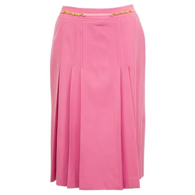 Pre-owned Celine 1970s  Pink Pleated Wool Skirt