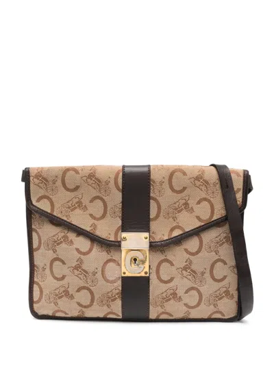 Pre-owned Celine 1970s  C Macadam Shoulder Bag In Brown