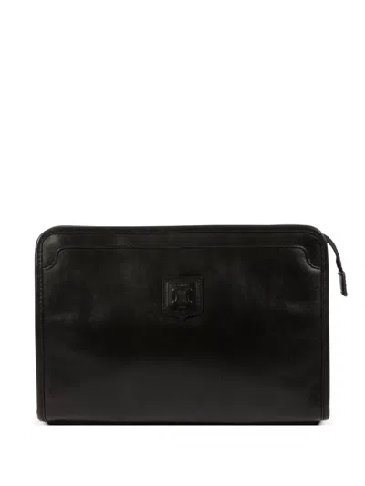 Pre-owned Celine 1970s Triomphe Clutch Bag In Black