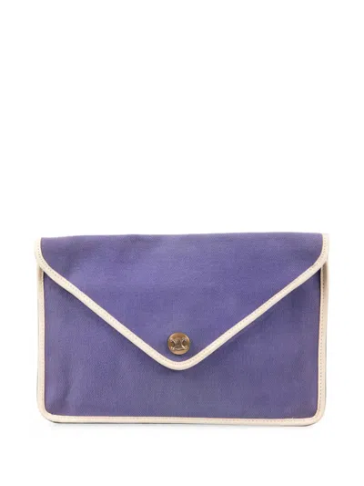 Pre-owned Celine 1970s Triomphe Clutch Bag In Purple