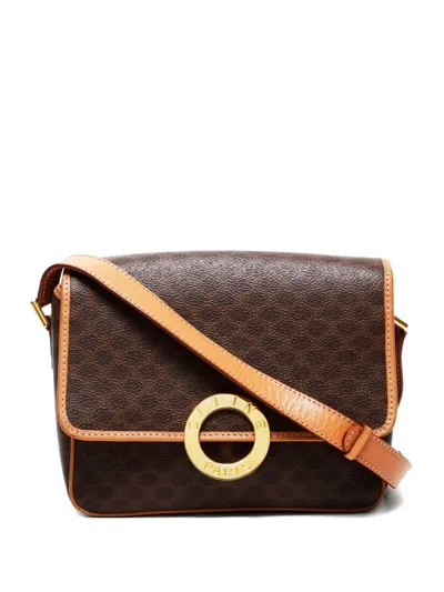 Pre-owned Celine 1980-1990 Small Macadam-pattern Cross Body Bag In Brown