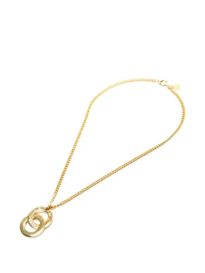 Pre-owned Celine 1980-1990s Logo Necklace In Gold