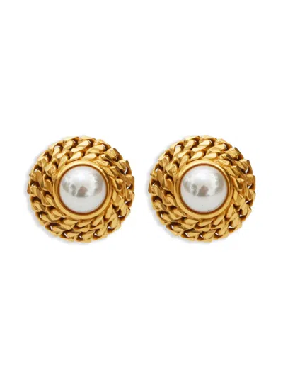 Pre-owned Celine 1980-1990s Round Clip-on Earrings In Gold