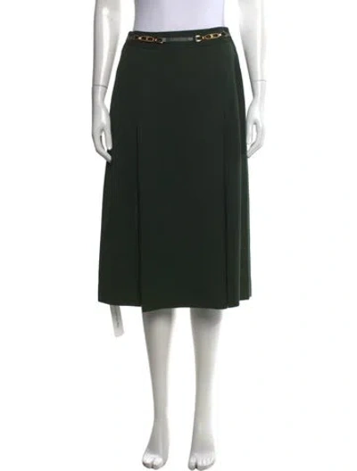 Pre-owned Celine 1980's Midi Length Skirt In Green