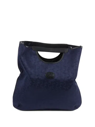 Pre-owned Celine 1980s Caleche Canvas Tote Bag In Blue