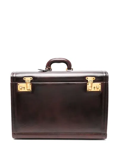 Pre-owned Celine 1980s Leather Partitioned Trunk In Brown