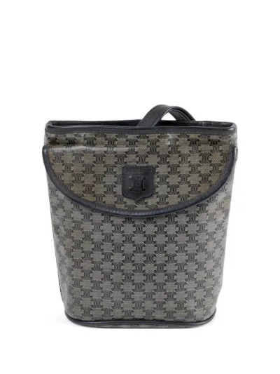 Pre-owned Celine 1980s Macadam-canvas Bucket Bag In Gray