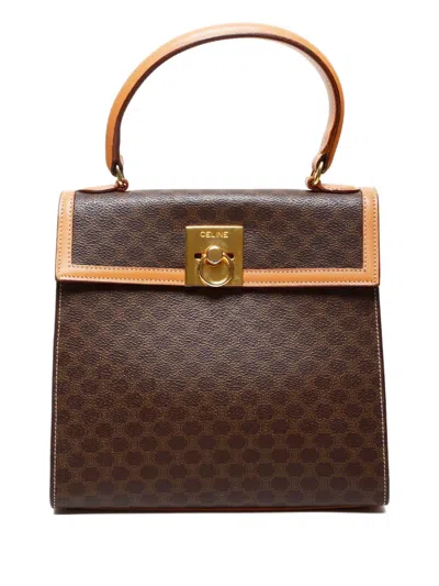 Pre-owned Celine 1980s Macadam Top-handle Tote Bag In Brown