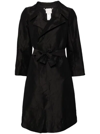 Pre-owned Celine 1990-2000s Belted Silk Coat In Black