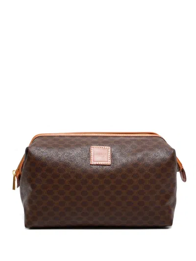 Pre-owned Celine 1990-2000 Macadam Make Up Bag In Brown