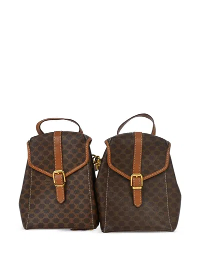 Pre-owned Celine 1990-2000 Macadam Twin Backpack In Brown